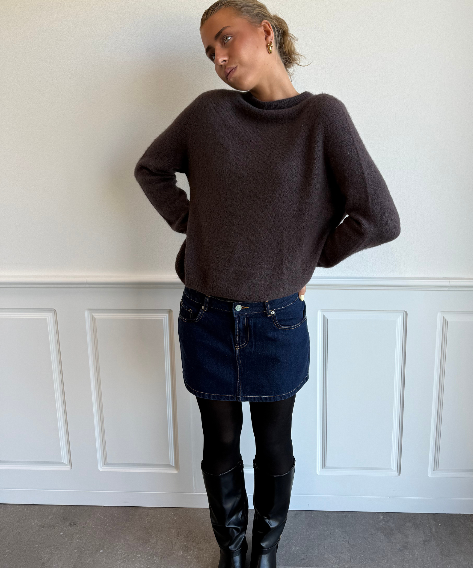 ESTHER Denim mini sukně - tmavě modrá