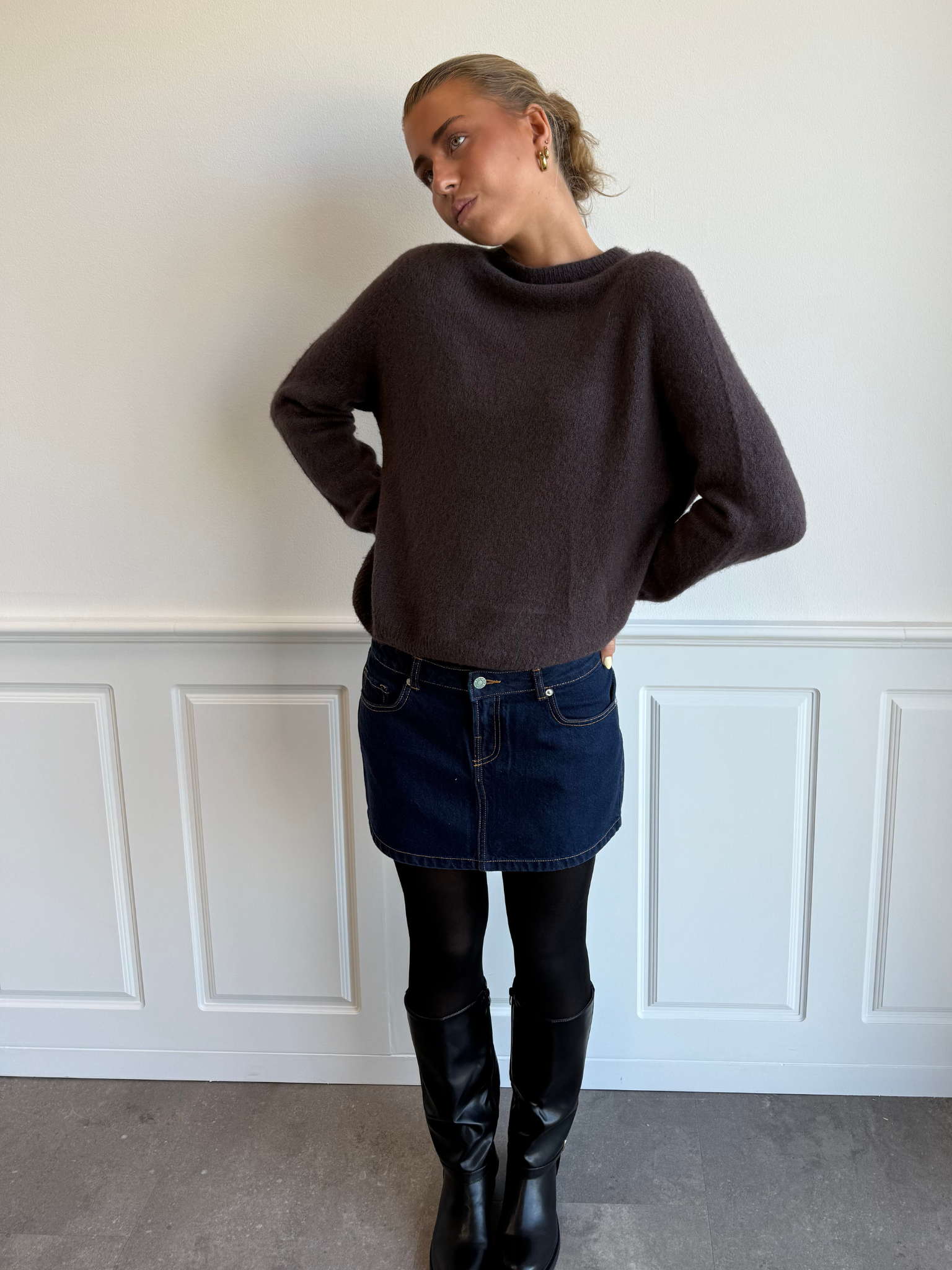 ESTHER Denim mini sukně - tmavě modrá