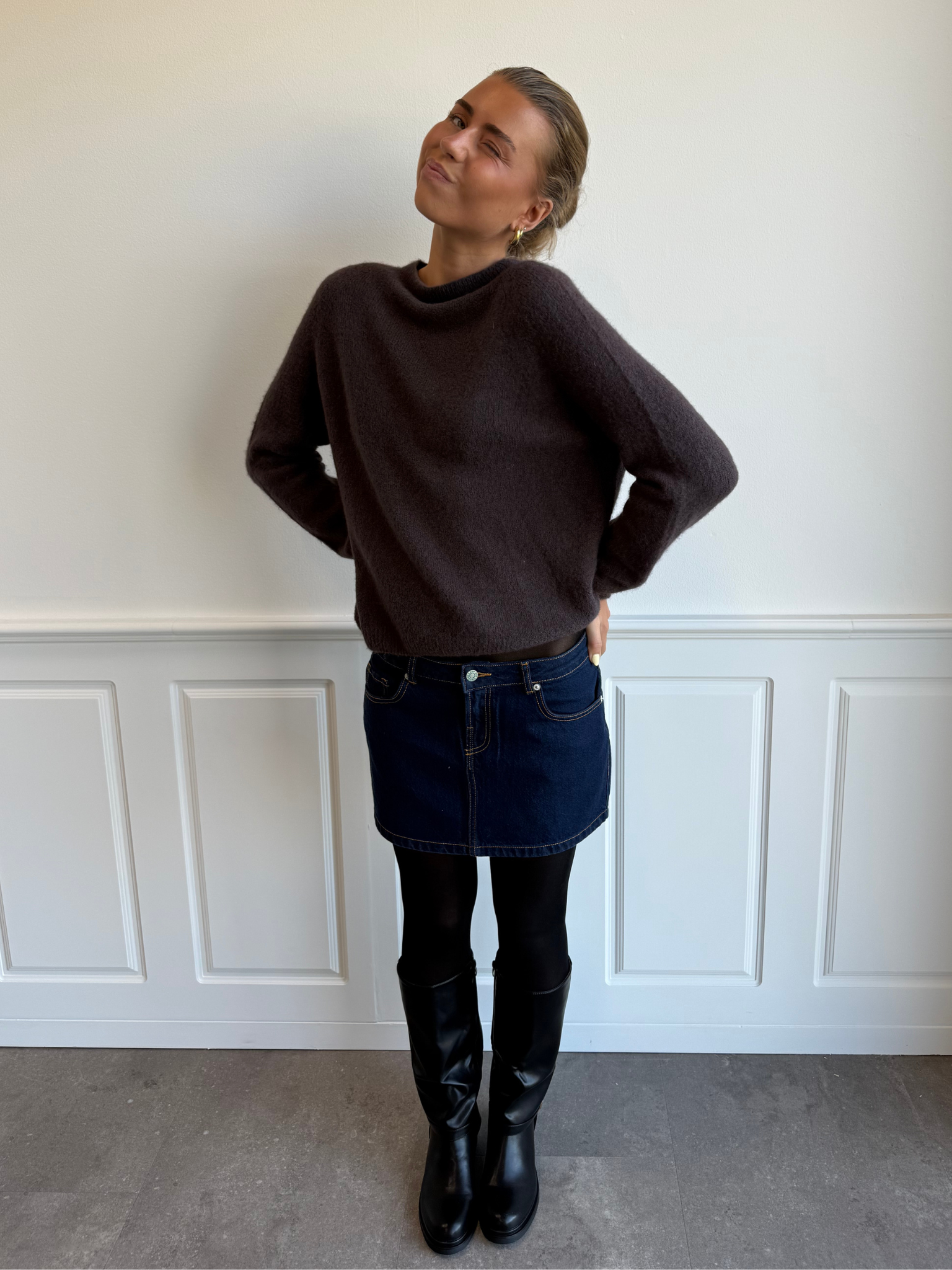 ESTHER Denim mini sukně - tmavě modrá