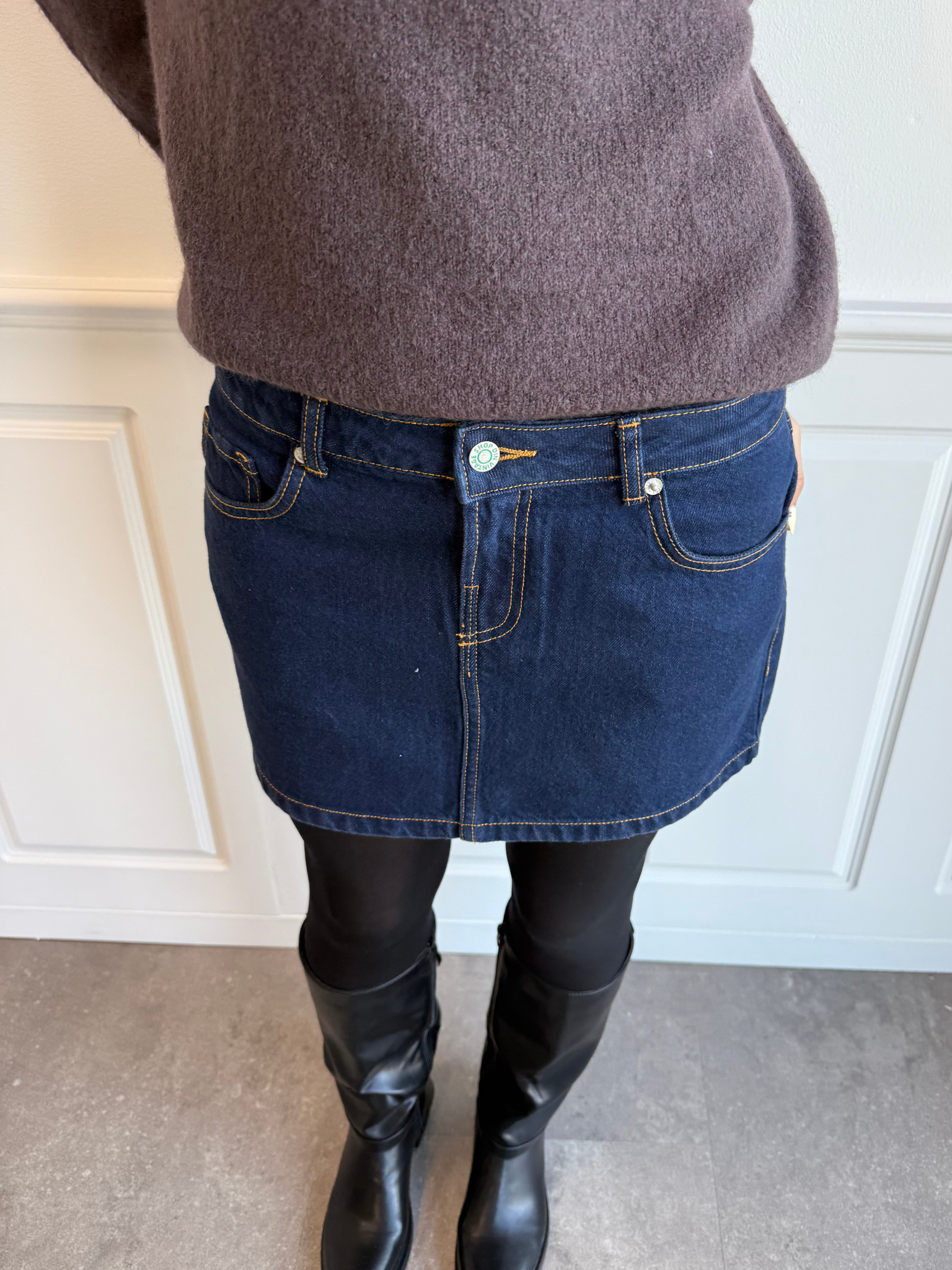 ESTHER Denim mini sukně - tmavě modrá
