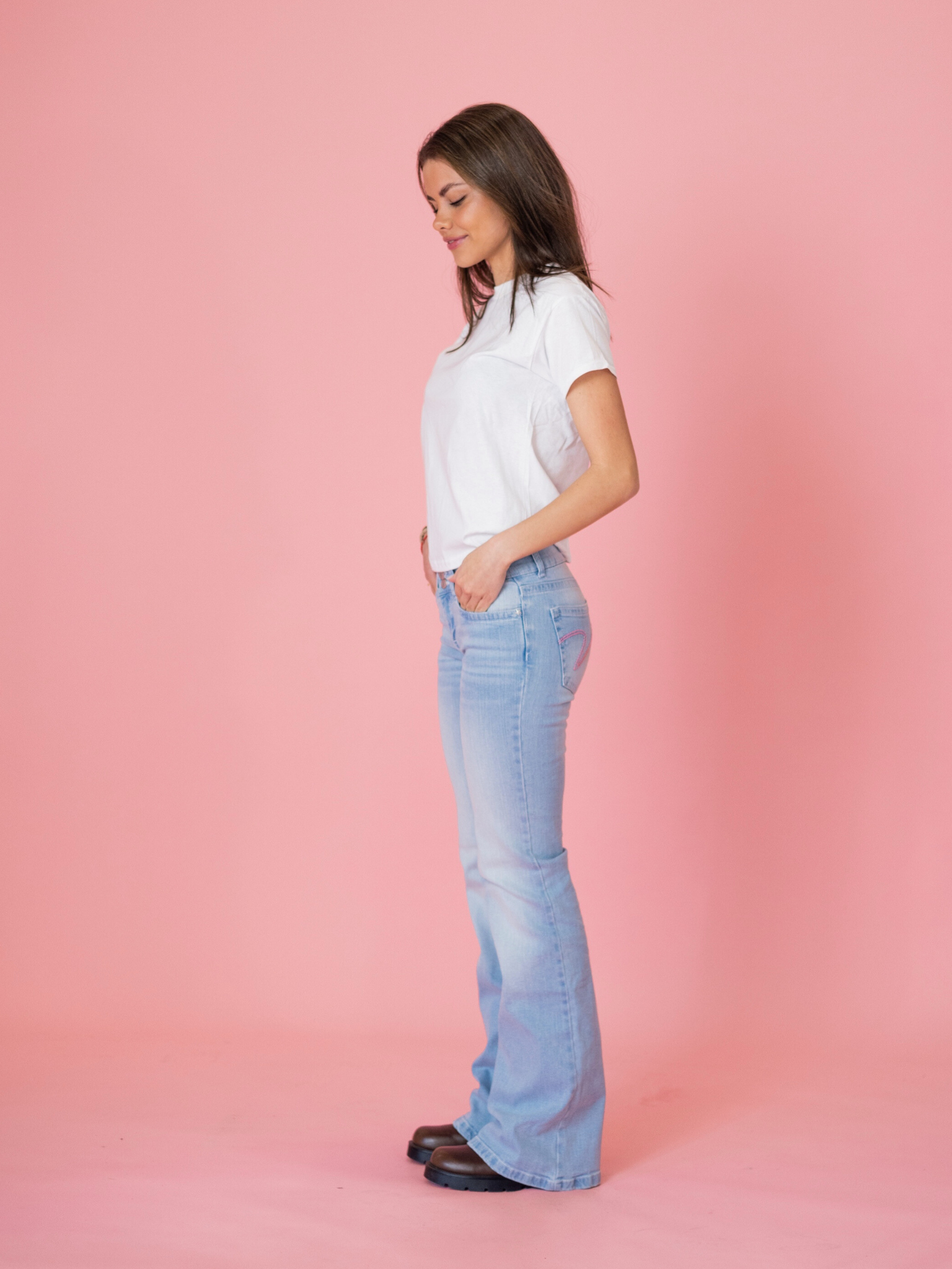 ERIKA Nízké rozšířené džíny - světle modrá