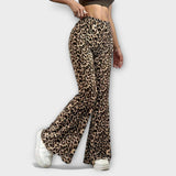 Leopard bootcut kalhoty