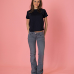HANNAH Ultra Low Bootcut Džíny - Tmavě šedé