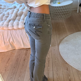 HANNAH Ultra Low Bootcut Džíny - Tmavě šedé
