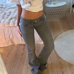 HANNAH Ultra Low Bootcut Džíny - Tmavě šedé