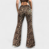 Leopard bootcut kalhoty