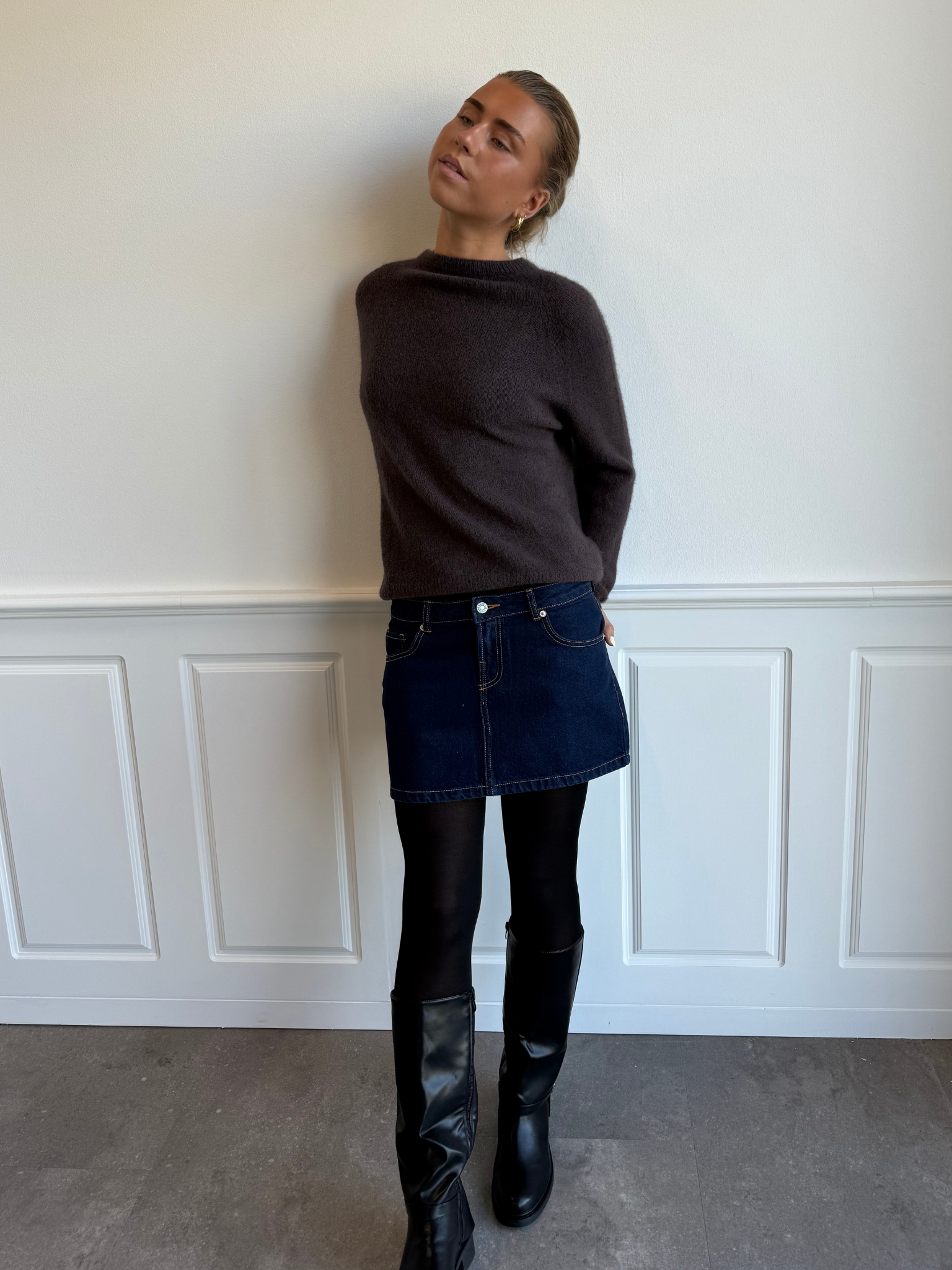 ESTHER Denim mini sukně - tmavě modrá
