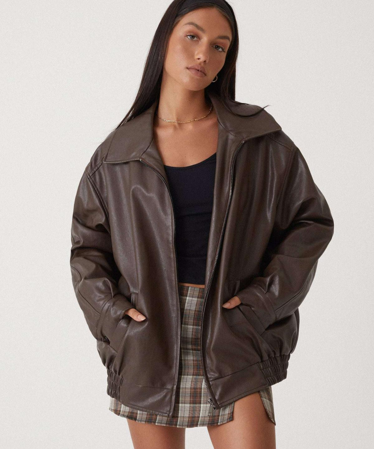 Michelle oversized kožená bunda | Módní streetstyle bunda pro ženy