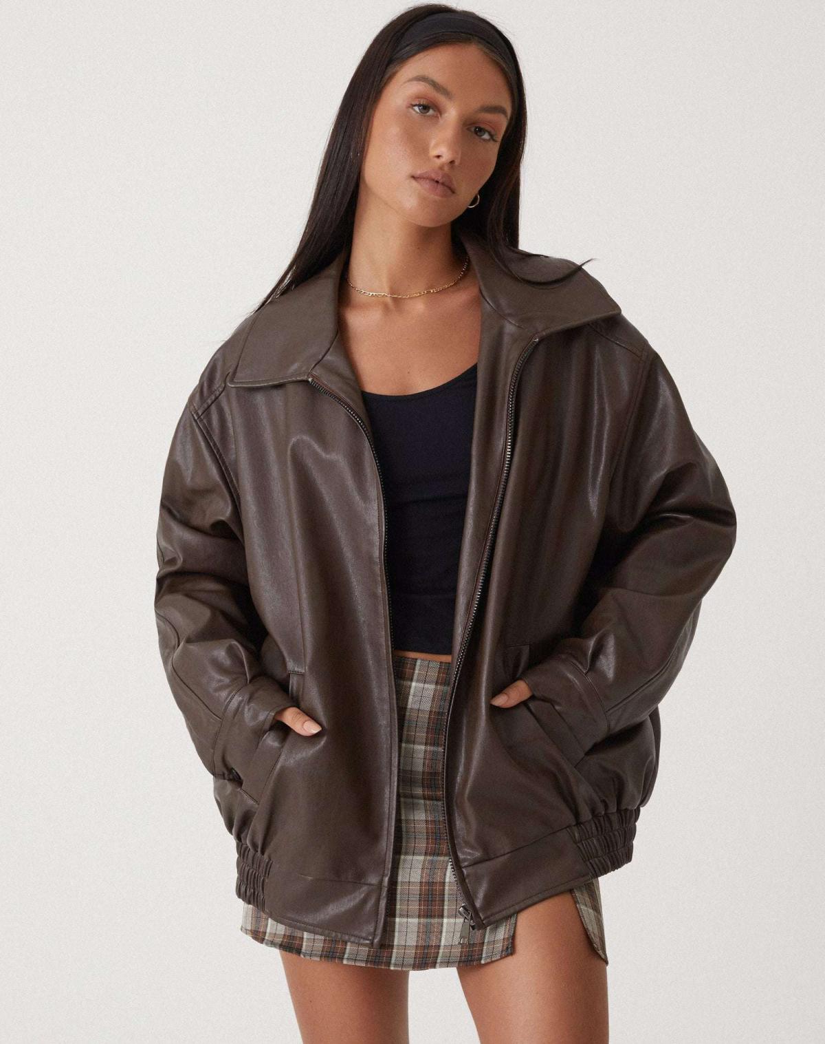 Michelle oversized kožená bunda | Módní streetstyle bunda pro ženy