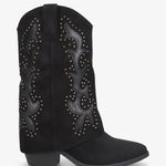 Studs westernové kozačky z semiše - Černá