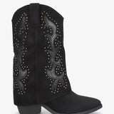 Studs westernové kozačky z semiše - Černá
