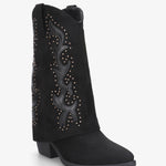 Studs westernové kozačky z semiše - Černá