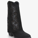 Studs westernové kozačky z semiše - Černá