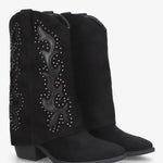 Studs westernové kozačky z semiše - Černá