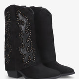Studs westernové kozačky z semiše - Černá