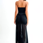 Mystique | Maxi Šaty s Off-Shoulder Mřížkou a Elegantním Střihem
