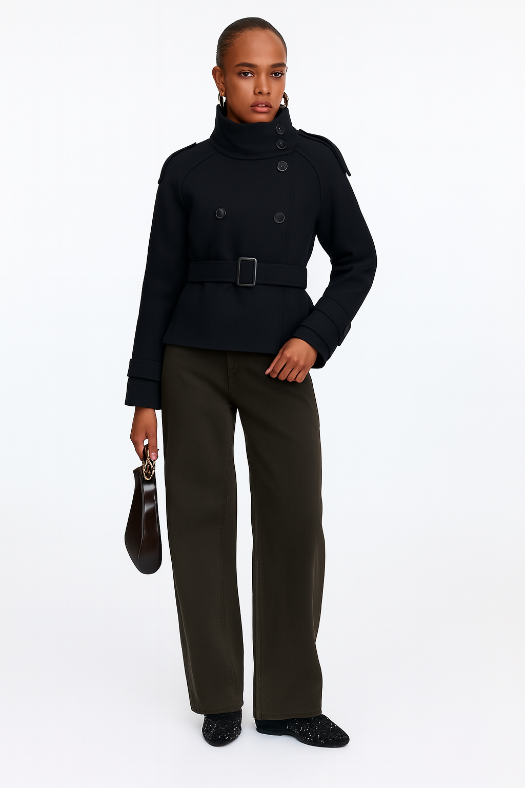 Maravine Cropped Trenchcoat | Elegantní krátký sametový kabát na podzim