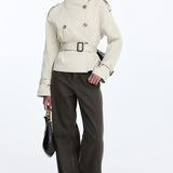 Maravine Cropped Trenchcoat | Elegantní krátký sametový kabát na podzim