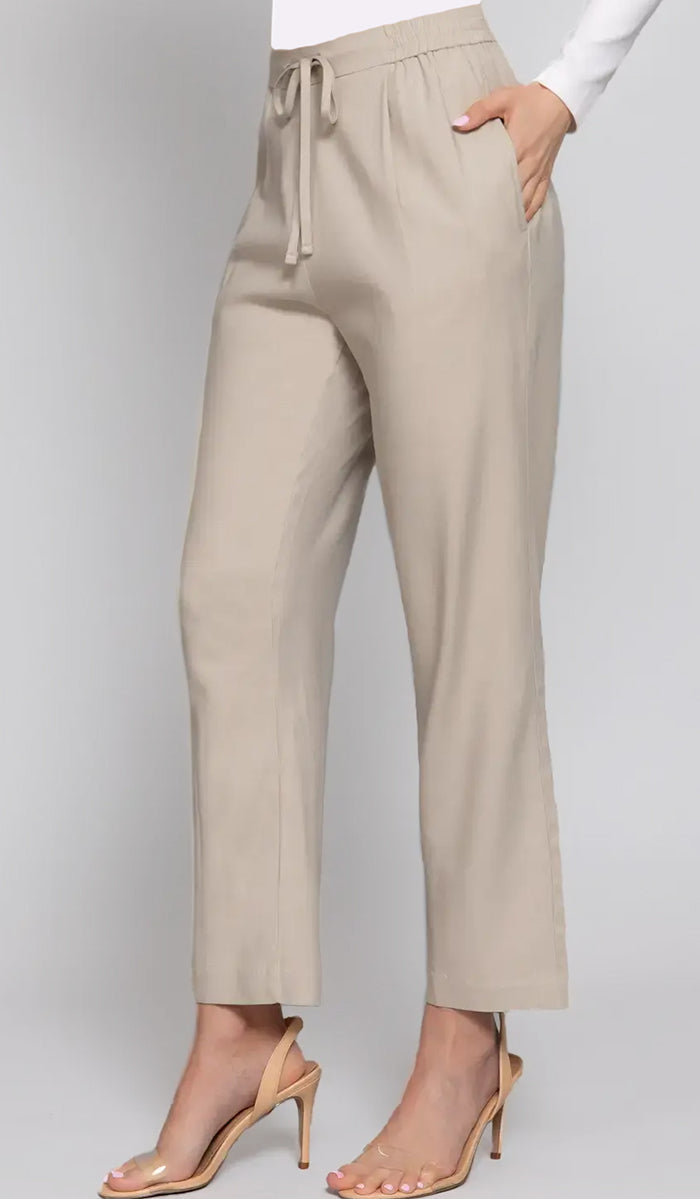 Kalhoty Mira Cotton Twill Blend na každý den - Taupe