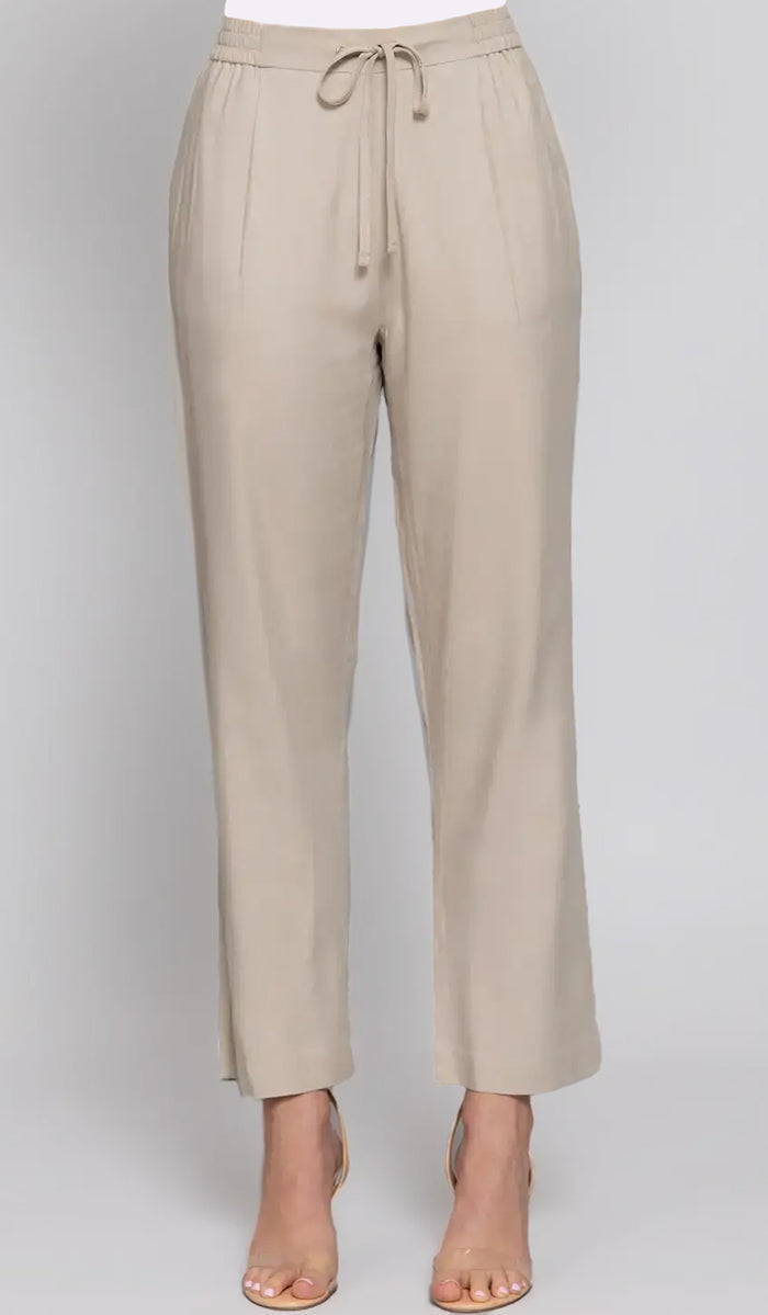 Kalhoty Mira Cotton Twill Blend na každý den - Taupe